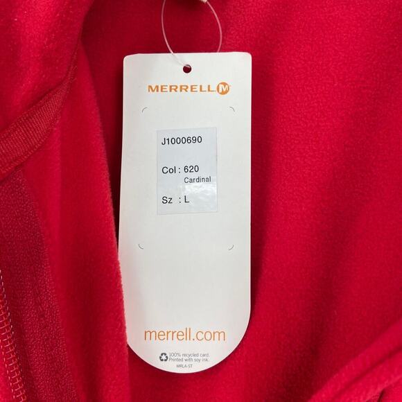 Merrell Fleece Jacket Women's Size L Cardinal Red Full Zip with Pockets NEW - Picture 8 of 12